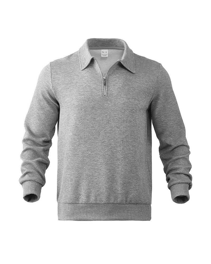 S-3XL Simple Solid Color Half-Zipper Lar Long Sleeve Sweatshirt