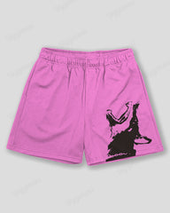 Big & Tall Men's Snarling Dog Graffiti Print Sports Mesh Quick-Dry Shorts