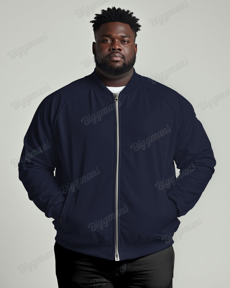 Men's Daily Casual Simple Solid Color Big and Tall Long Sleeve Jacket