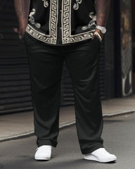 Men's Plus Size Elegant Classic Geometric Short Sleeve Shirt Pants Set
