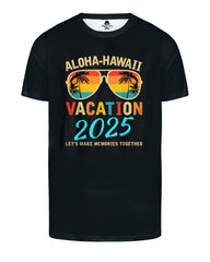 Men's Plus Size Black Holiday Eyes Inside Hawaiian Pattern Print Round Neck Short Sleeve T-Shirt