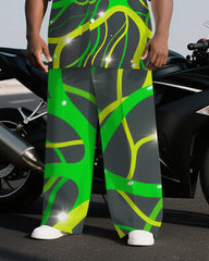 Big Men's Technological Abstract Vein Printed Modern Fashion Long-Sleeve Shirt and Pants Set