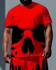 Power Never Melt Big & Tall Men's Big Skull Print Laid Back Short Sleeve T-shirt 2-Piece and Shorts Set