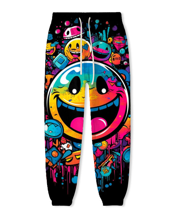 Men's Big and Tall Street Smiley Color Graffiti Fun Print Hoodie (Two-Pack)