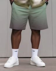 Big & Tall Men's Daily Leisure. Artistic Gradient Creative Print Shirt Shorts Suit