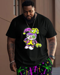 Men's Plus Size Orleans Mardi Gras Fun Clown Print T-Shirt Trousers Suit