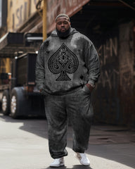 Big Guy's 2 Piece Tracksuit Hip Hop Poker Hoodie and Pants Set