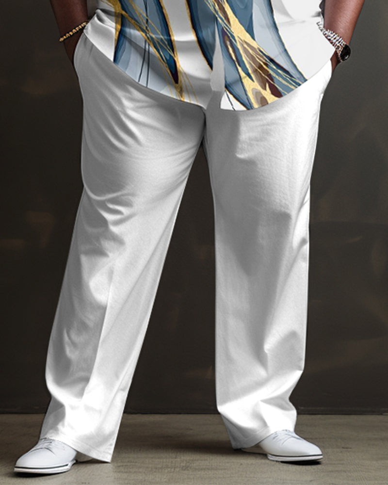 White Men's Ombre Art Big & Tall Long Sleeve Walking Set