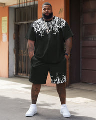 Street Hip Hop Electric Shock Metallic Print Big Men's Set