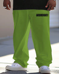 Men's Large Street Casual Thermal Imaging Printed T-Shirt Trousers Suit