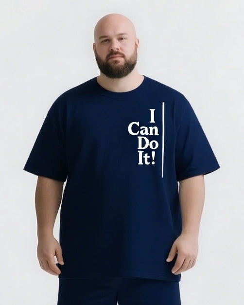 No Matter What You Can Do It Big & Tall Men's Simple Lettering T-shirt 2-Piece Set