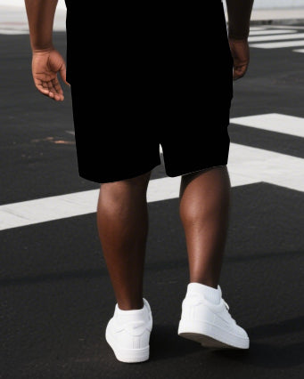 Men's Big & Tall I DON'T RUN Simple Letter Back Print Casual Short-Sleeve T-shirt Punk Style Set