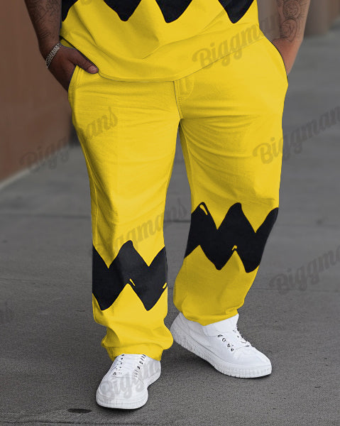 Men's Big and Tall Geometric Colorblock Print T-shirt Set