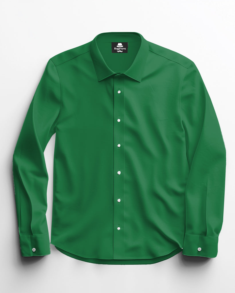 Solid Color Big Guys Long Sleeve Lapel Shirt and Pants Set