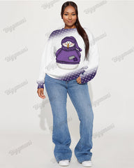 Women's Big & Tall Retro Snowman Polka Dots Pattern Print Long Sleeve Sweatshirt