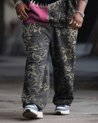 Big & Tall Men's Halloween Pink Funny Expression Contrast Stitch Print Hoodie Suit