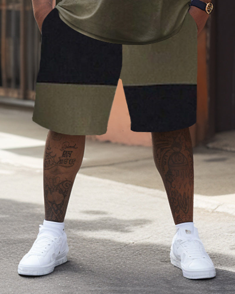 Men's Plus Size Do Their Own Letter Print T-shirt Shorts Suit