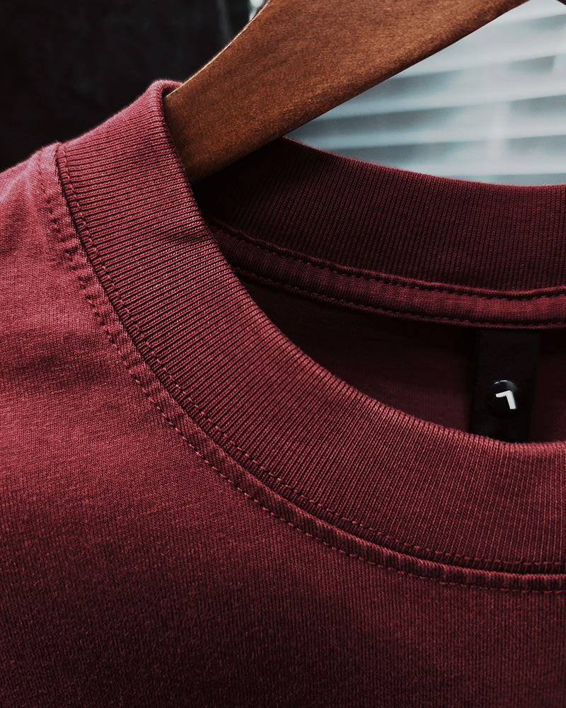 M-XL Street Fashion Wine Red Dressed Rough Letter Printed Round Neck Short Sleeve T-Shirt