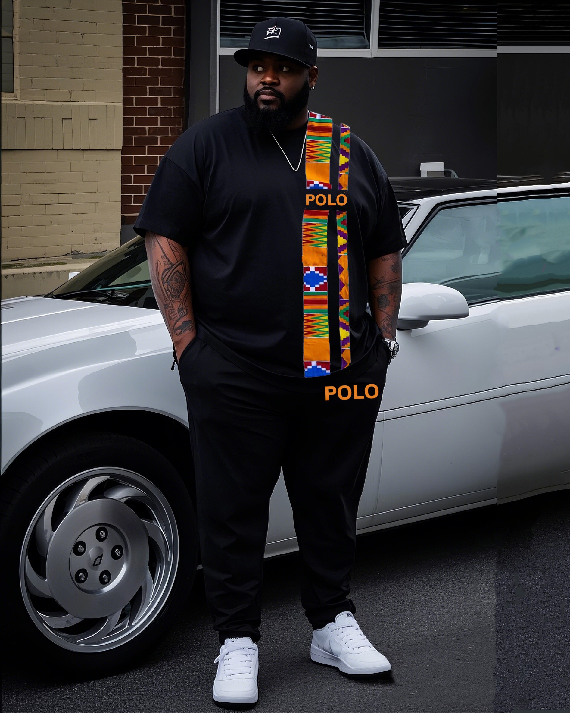 Big Boy Must-Have Daily Casual African Impression Totem Print Short Sleeve Trousers Suit