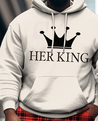 Couple Large Size Casual Outfit Hoodie Set "His Queen-Her King"