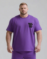 GREAT THINGS TAKE TIMES Slogan T-shirt 2-Piece Set