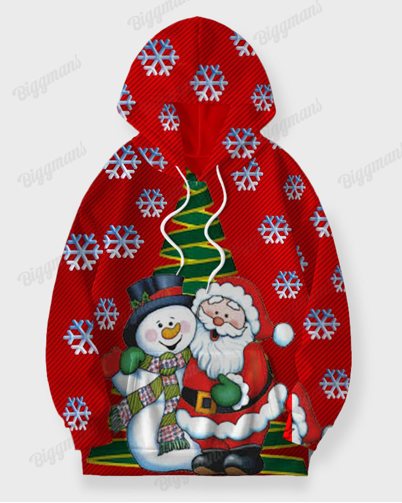 Men's Plus Size Christmas Snowman Santa Hoodie Set of Two