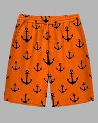 Men's Big Size Casual Simple Anchor All Over Printed Outdoor Shorts with Pocket