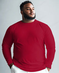 100 Cotton-All-Match Solid Color Men's Loose Big & Tall Long-Sleeved T-Shirt