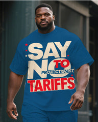 Men's SAY NO TO TARIFFS Printed Big & Tall 2-piece Short Sleeve T-Shirt Shorts Suit