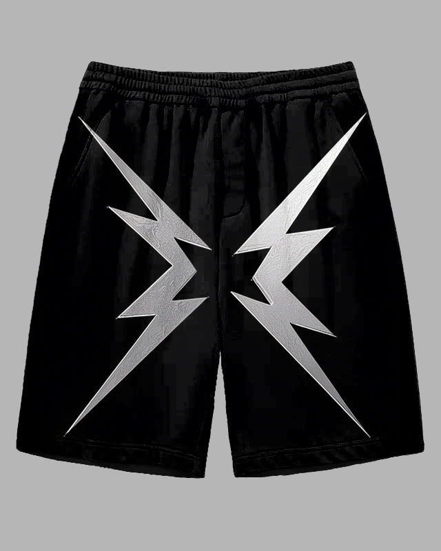 Men's Big & Tall Street Fashion Simple Symmetrical Lightning Printed Casual Sporty Shorts