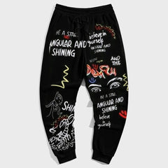 Street Style Big Men's Casual Vintage Letter Print Trousers
