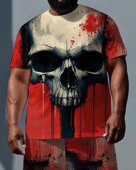Tears Are A Symbol of Unyielding Grit Big & Tall Men's Skull Style Short Sleeve T-shirt 2-Piece Set
