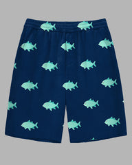 Big and Tall Men's Simple Fashion Cartoon Fish Printed Outdoor Casual Shorts