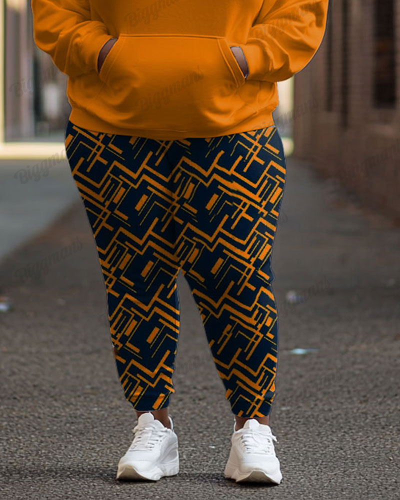 Women's Casual Street Fashion Colorblock Queen Print Plus Size Hoodie Suit