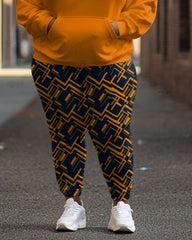 Women's Casual Street Fashion Colorblock Queen Print Plus Size Hoodie Suit