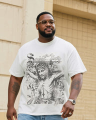 Big & Tall Men's Fashion Street Faith Jesus Short Sleeve T-Shirt Shorts Denim Suit
