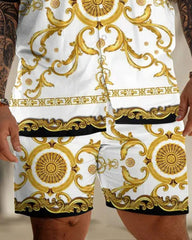 Men's Plus Size Daily Casual Baroque Art Painting Print Shirt Shorts Suit