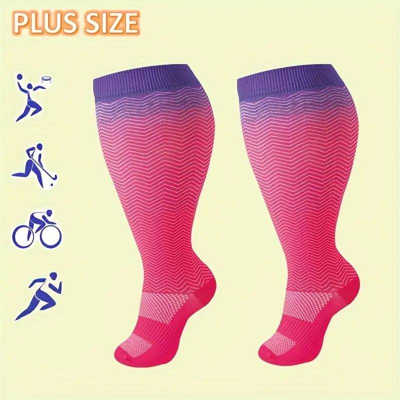 2XL-7XL Colorful Striped Running Fitness Compression Socks,For Obese Men And Women Sports Socks