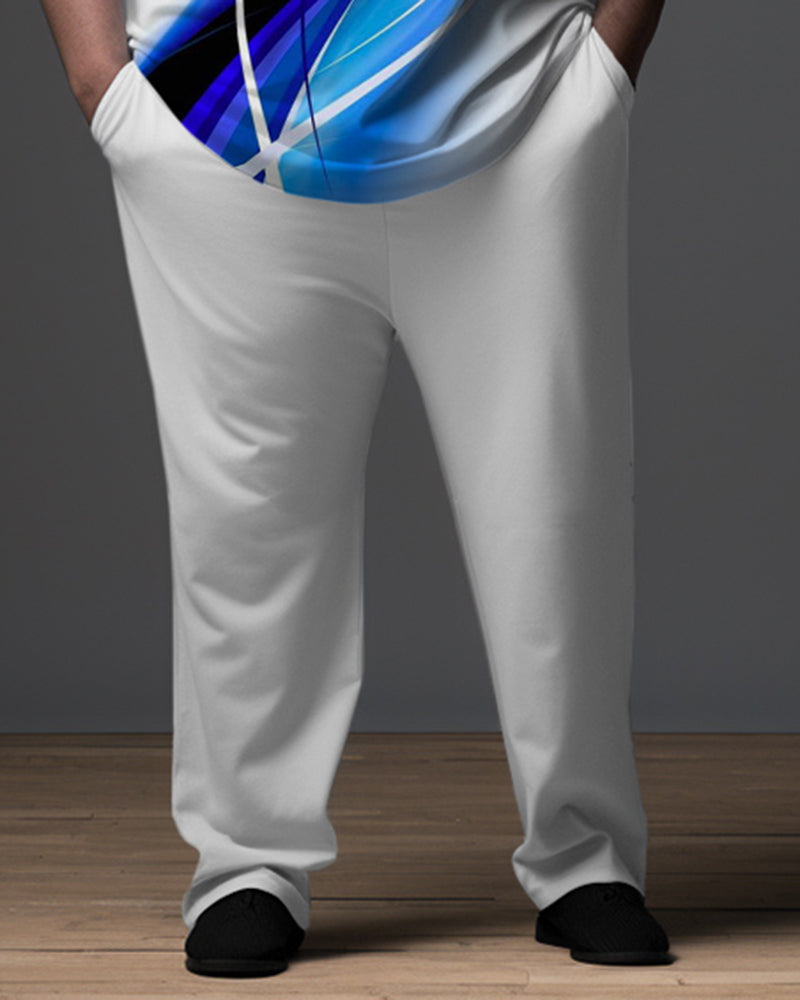 Big & Tall Men's Gradient Gentleman Polo Zip Shirt & Pants 2-Piece Set