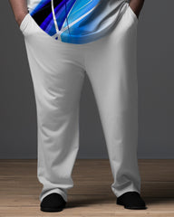 Big & Tall Men's Gradient Gentleman Polo Zip Shirt & Pants 2-Piece Set
