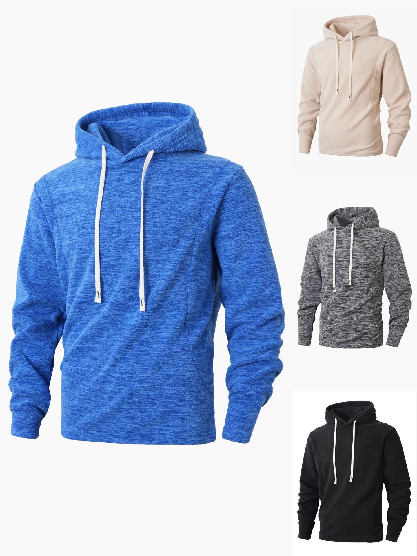 S-2XL Autumn And Winter Hooded Men's Casual Coral Fleece Sweatshirt Coat