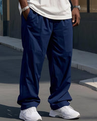 Plus Size Men's Simple Black Blue Red Stripe POLO Letter Printing Casual Short-sleeved T-shirt Pants Suit