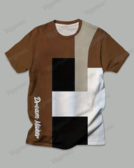 Men's Plus Size Brown Colorblock Geometric Alphabet Print T-Shirt Trousers Suit