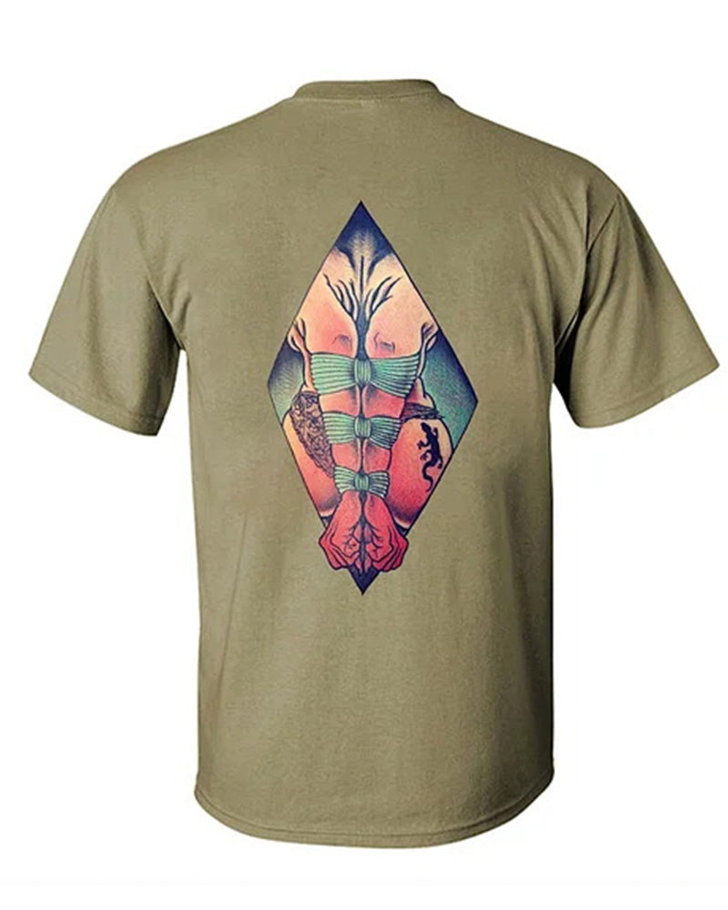 Men's Plus Size Street Fashion Bondage Nude Print Round Neck Short Sleeve T-shirt