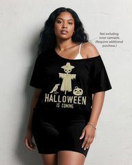 Women's Big & Tall Halloween Letters Graffiti Print Short Sleeve Shorts Suit
