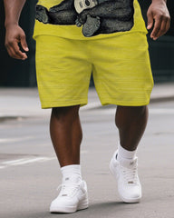 Men's Hip Hop Simple Gorillas Singer Print Casual Big & Tall Short-Sleeve T-shirt & Short Set