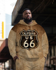 Men's Plus Size Route 66 Signs Hoodie Suit