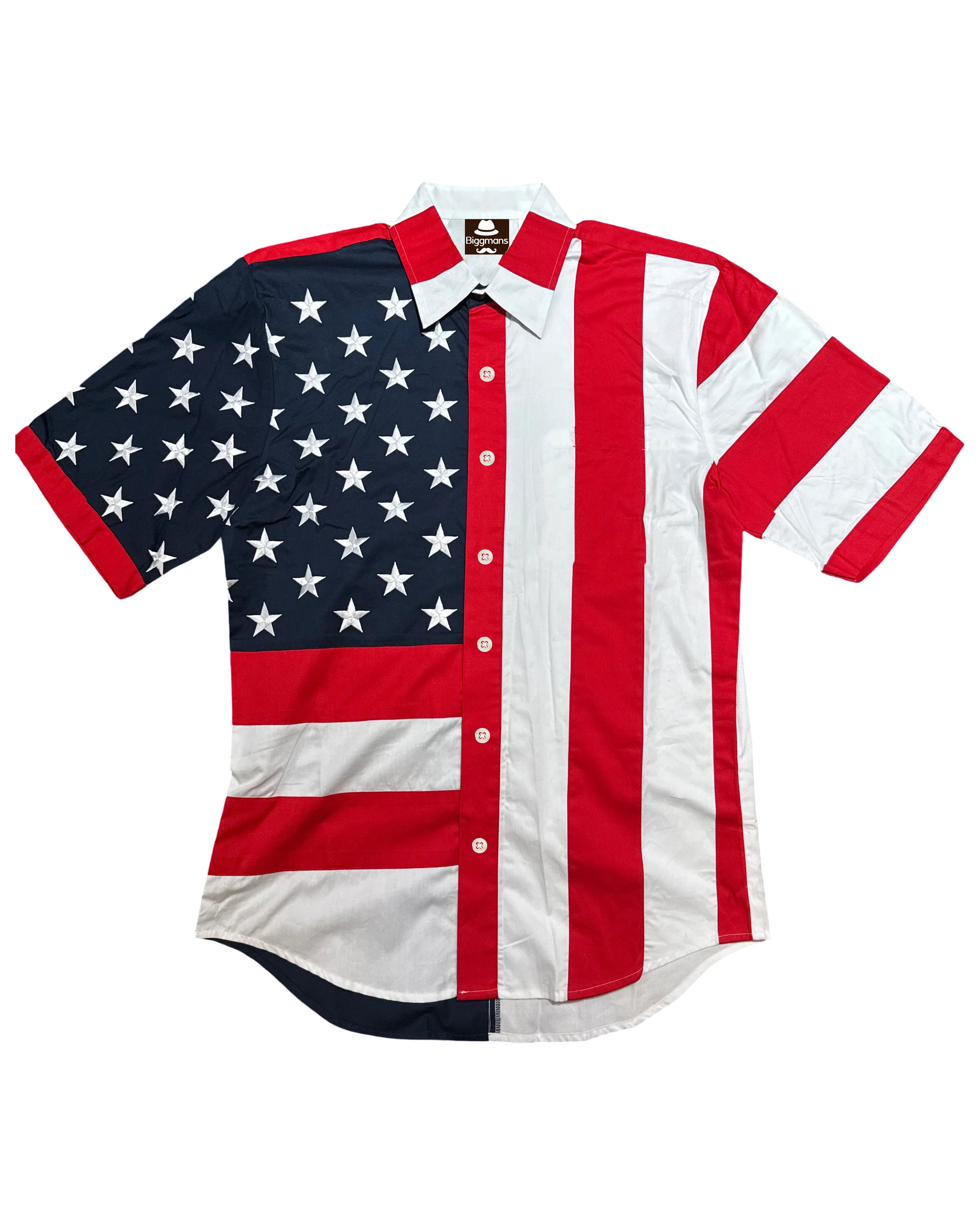 Big & Tall Men's Daily Casual Independence Day Western Style Shirt Flag Design Shirt-Short Sleeve Shirt Trousers Suit