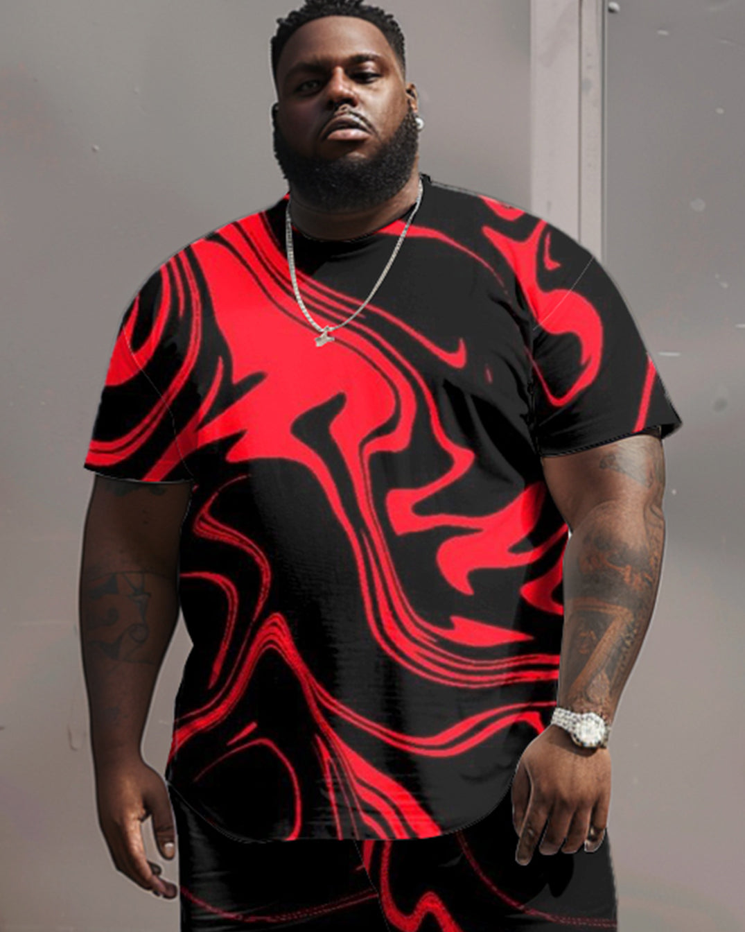 Street Hip Hop Art Irregular Flowing Print Large Men's Suit