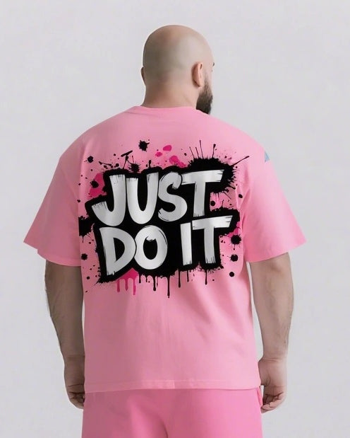 Don’t Think Just Do It Big & Tall Men's Lettering Simple Short-Sleeve T-shirt 2-Piece Set